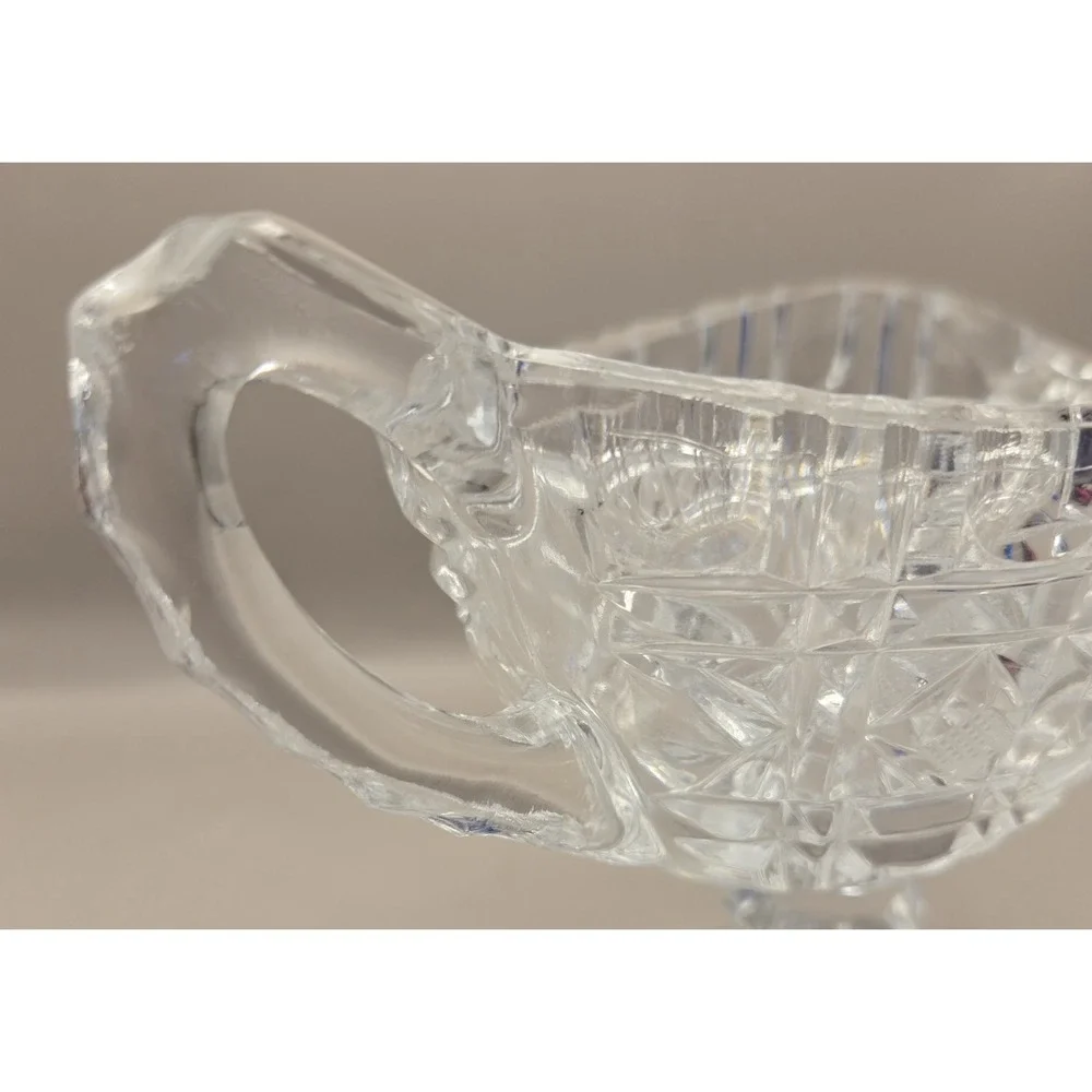 Crystal Gravy Boat Cut Glass Pedestal Pitcher With Handle‎